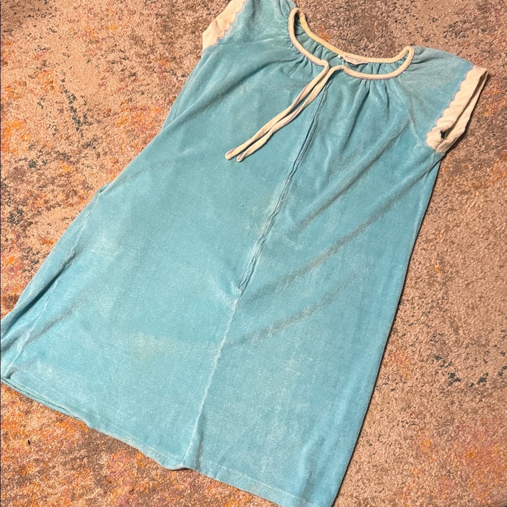 Vintage Kayser Terry Blue Dress Coverup Nightgown Housedress with White Trim XL